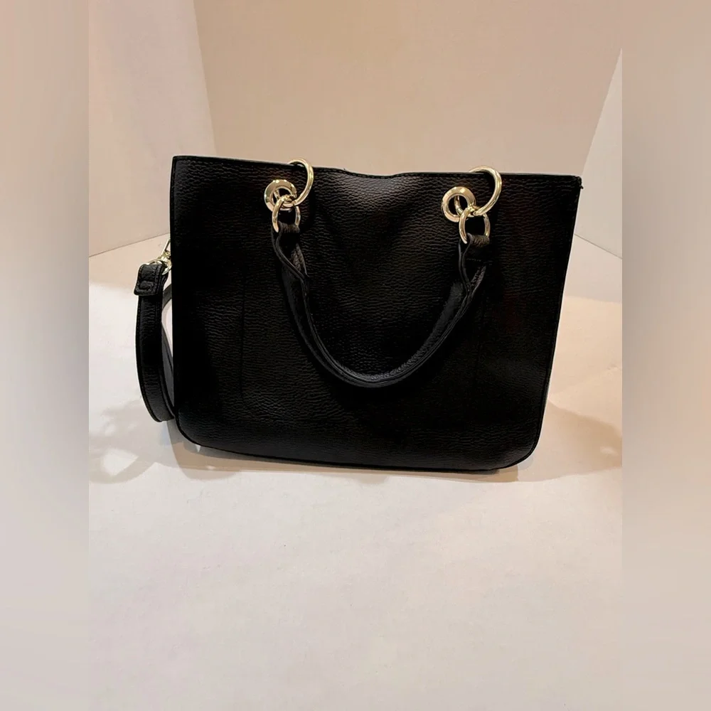 Andrew Marc/Marc New York Small Crossbody Black Bag W/Gold Accents‎ Exude Luxury